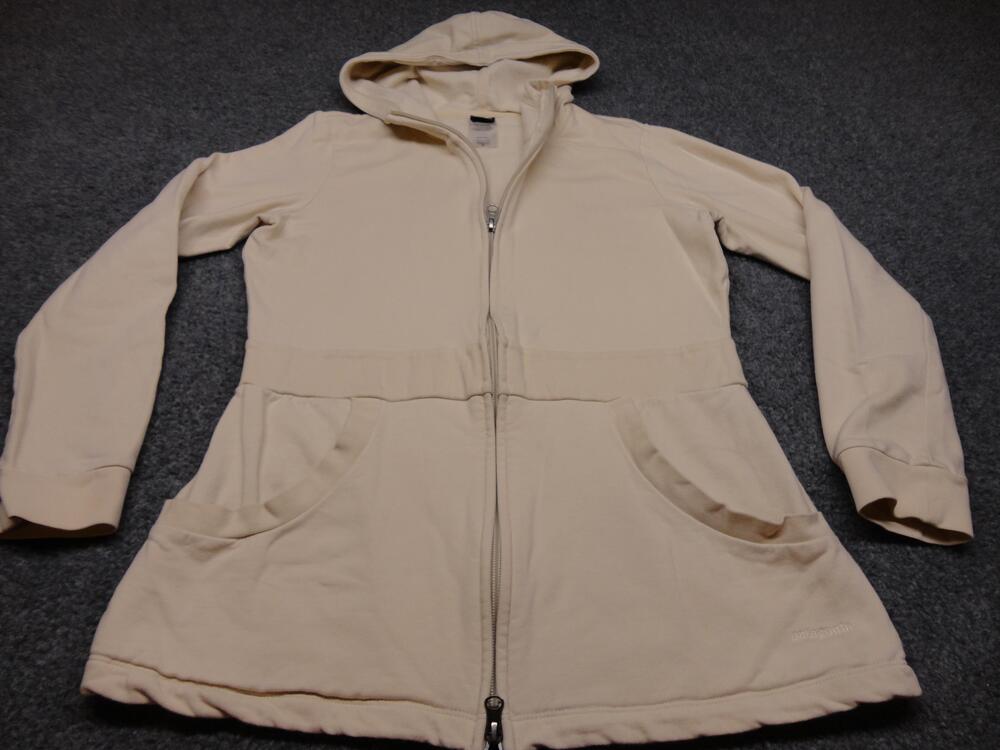 Patagonia Hoodie Womens Medium White Organic Cotton Full Zip Fleece Jacket